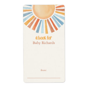 Boho zonneschijn baby shower boek labels stickers