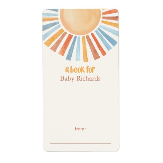 Boho zonneschijn baby shower boek labels stickers (Voorkant)