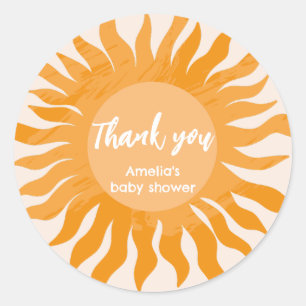 Boho zonneschijn Baby shower gunst bedankt Ronde Sticker