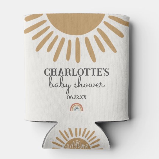Boho zonneschijn baby shower gunst blikjeskoeler (Achterkant)