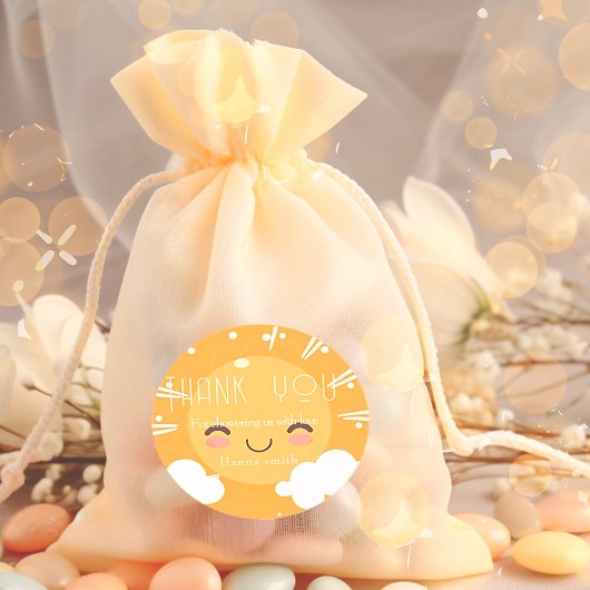 Boho zonneschijn baby shower ronde sticker