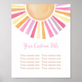 Boho zonneschijn custom teken zon roze geel sinaas poster (Voorkant)