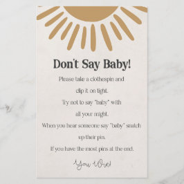boho zonneschijn dont zeggen baby shower spel