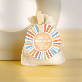 Boho zonneschijn Eerste reis rond de zon verjaarda Bedankjes Labels