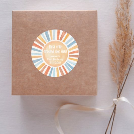 Boho zonneschijn Eerste reis rond de zon verjaarda Ronde Sticker