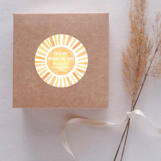 Boho zonneschijn Eerste reis rond de zon verjaarda Ronde Sticker