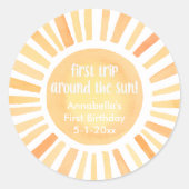 Boho zonneschijn Eerste reis rond de zon verjaarda Ronde Sticker (Voorkant)