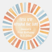Boho zonneschijn Eerste reis rond de zon verjaarda Ronde Sticker (Voorkant)