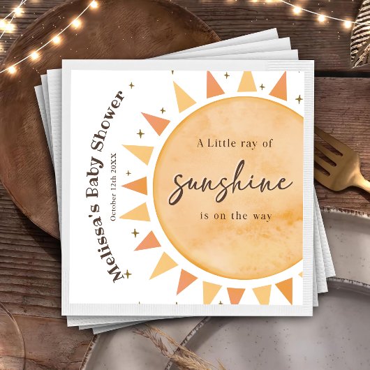 Boho Zonneschijn Geel Baby shower Party Servetten