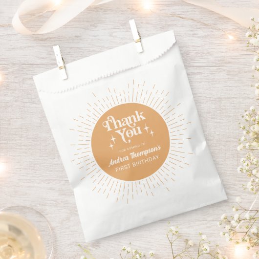 Boho zonneschijn geel eerste verjaardag dank u bedankzakje (Geknipt)