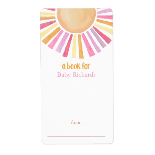 Boho zonneschijn meisje baby shower boek labels st (Voorkant)