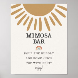 Boho zonneschijn Mimosa Bar baby shower feestbord Poster