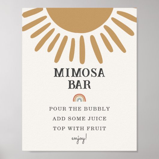Boho zonneschijn Mimosa Bar baby shower feestbord Poster (Voorkant)