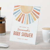 Boho Zonneschijn Neutrale Welkom Baby Shower Reclamebord Met Voetstuk (Insitu)