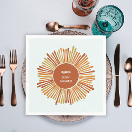 Boho zonneschijn Retro geel Sinaasappel Baby showe Servet