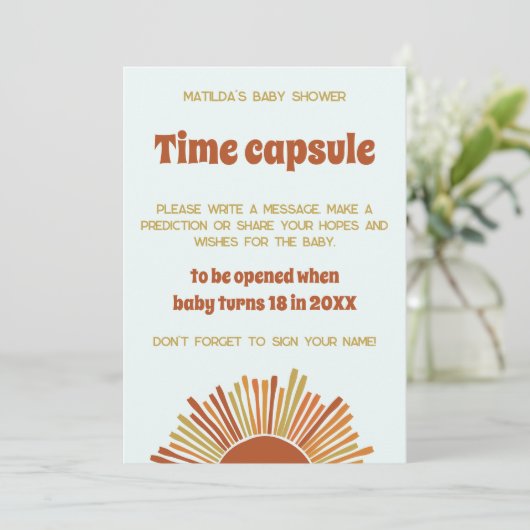 Boho zonneschijn retro tijd capsule Baby shower sp Kaart (Staand voorkant)