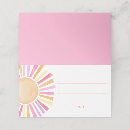 Boho zonneschijn roze geel sinaasappel plaatskaartje (Buitenkant ongevouwen)