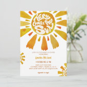 Boho Zonneschijn Waterverf Baby Shower Kaart (Staand voorkant)