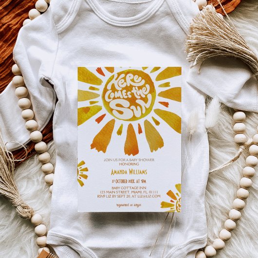 Boho Zonneschijn Waterverf Baby Shower Kaart