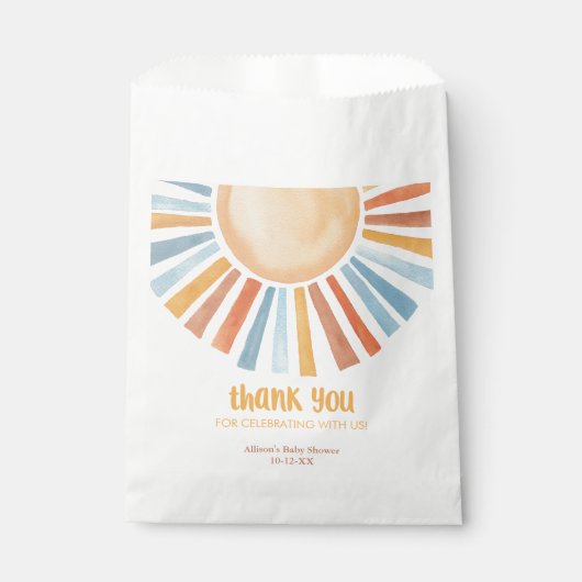 Boho zonneschijn zon jongen baby shower bedankzakje (Voorkant)