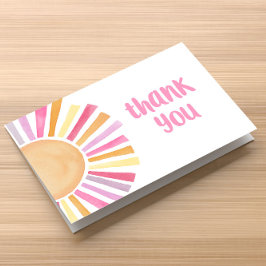 Boho zonneschijn zon roze geel sinaasappel bedankkaart