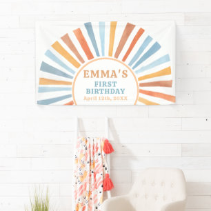 Boho Zonneschijn Zon Terracotta Verjaardag Spandoek