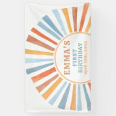Boho Zonneschijn Zon Terracotta Verjaardag Spandoek (Verticaal)
