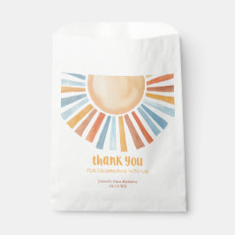 Boho zonneschijn zon verjaardagsfeestje gunsttags bedankzakje