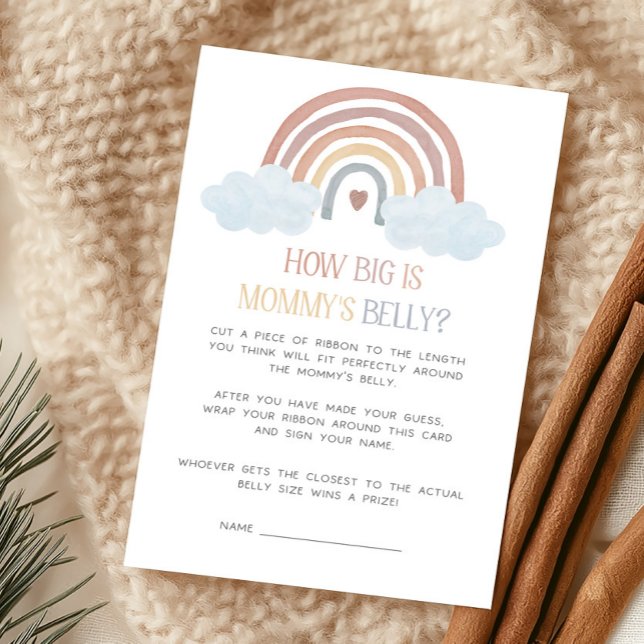 Boho Zonnestraal Hoe Groot Is Mamma's Buik Spel (Boho Rainbow Baby Shower How Big Is Mommy's Belly Game)