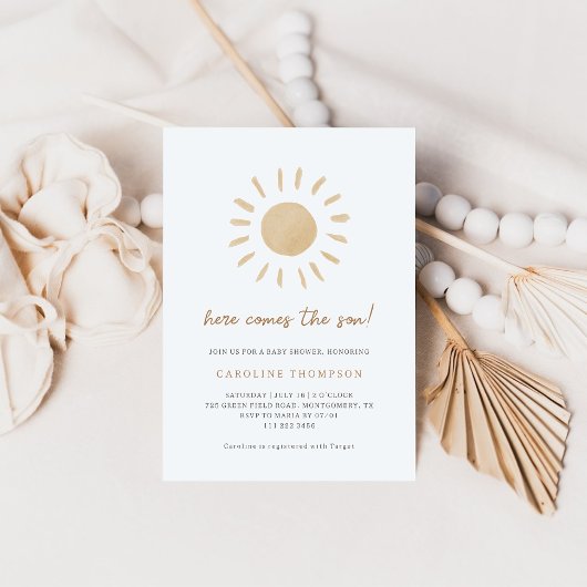 Boho Zonnige Minimale Babyborrel Kaart