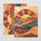 Boho zonsondergang over bergen - Retro aards lands Briefkaart (Voorkant / Achterkant)