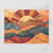 Boho zonsondergang over bergen - Retro aards lands Briefkaart (Achterkant)