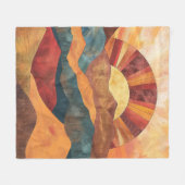 Boho zonsondergang over bergen - Retro aards lands Fleece Deken (Voorkant (Horizontaal))