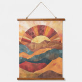 Boho zonsondergang over bergen - Retro aards lands Hangend Wandkleed (Voorkant)