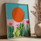 Boho Zonsondergang Retro Bloemige Abstracte Collag Poster