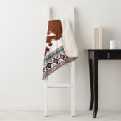 Boho Zuid-Western Koeienhuid Naam Sherpa Deken (In situ)