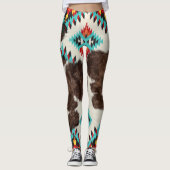  Boho Zuidwest Koeienhuid Azteeks Patroon Leggings (Voorkant)