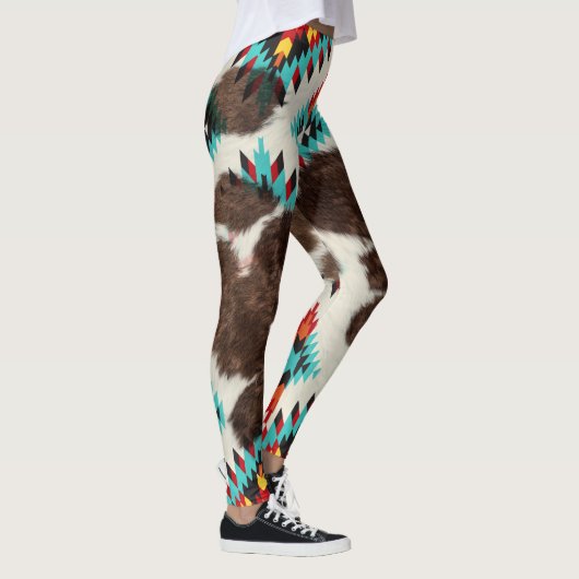  Boho Zuidwest Koeienhuid Azteeks Patroon Leggings (Rechts)