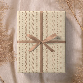 Boho Zuidwestelijke Geometrische Streep Warm Neutr Cadeaupapier