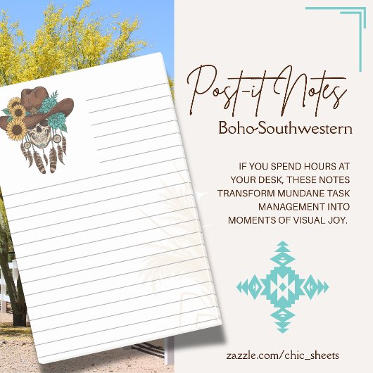 Boho-Zuidwesterse stijl Flair Gelinieerde 3M Post-it® Notes