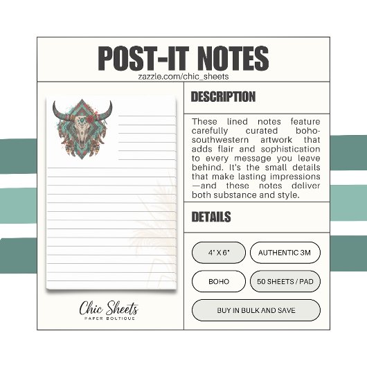 Boho-Zuidwesterse stijl flair gevoerde 3M Post-it® Notes