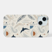 Boho Zwaluww & Zon Hoesje iPhone 15 Case (Achterkant horizontaal)