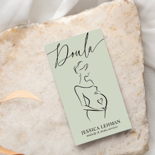 Boho Zwangere Dame Lijn Kunst Doula Verloskundige Visitekaartje