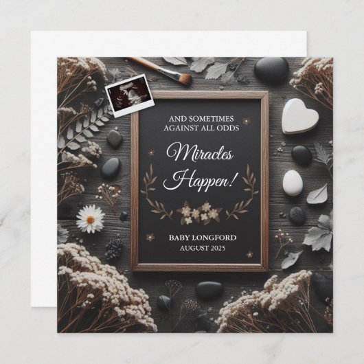 Boho zwangerschapsaankondiging | Wonderen gebeuren Aankondiging (Voorkant / Achterkant)