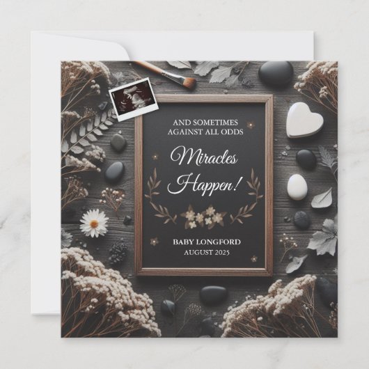 Boho zwangerschapsaankondiging | Wonderen gebeuren Aankondiging (Voorkant)