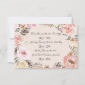 Boho Zwart Bloem Roze Rose Goud RSVP Aangepaste Ac (Achterkant)