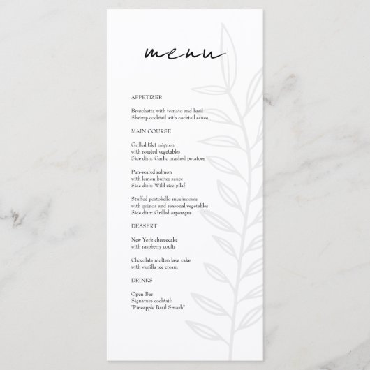 Boho Zwart Botanisch Menu (Voorkant)