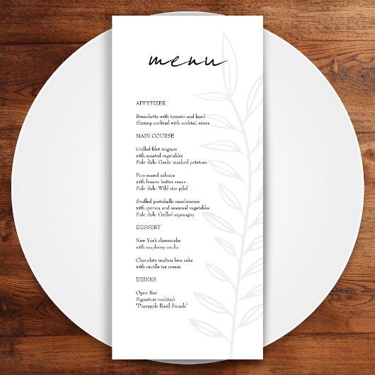 Boho Zwart Botanisch Menu