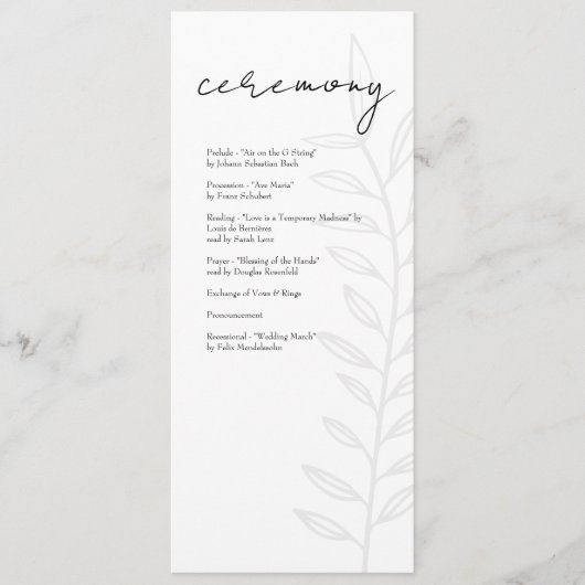 Boho Zwart  Botanisch Programmakaart (Voorkant)