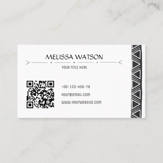 Boho zwart en wit vrouwelijk minimaal visitekaartje (Achterkant)